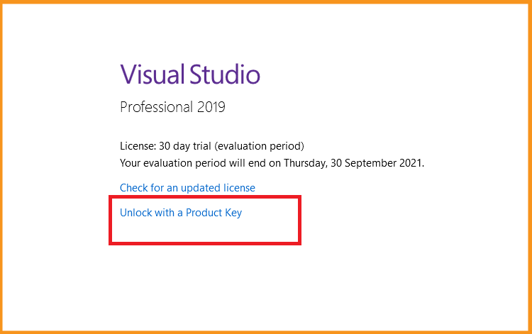Activate Visual Studio 2019 Activate Visual Studio 2019