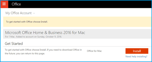 Office 2016 for Mac microsoft-account