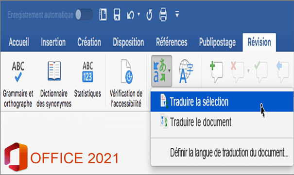 The Translator and Ink in Feature in Outlook 2021